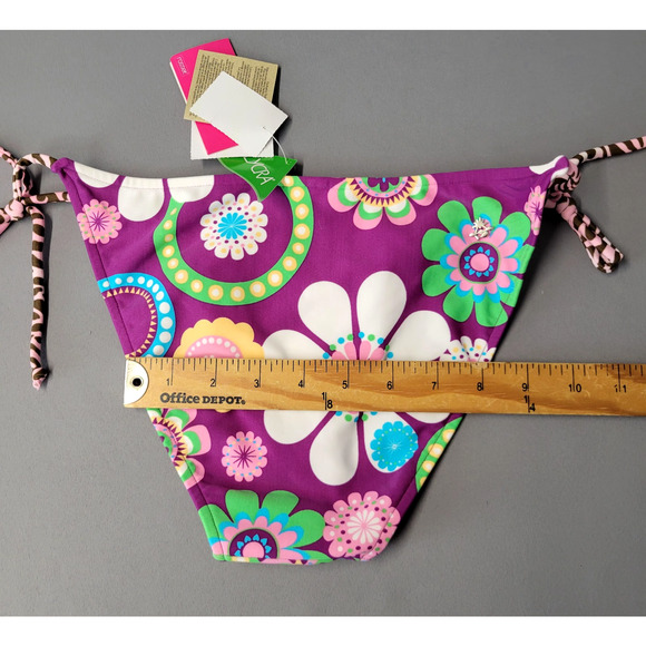 Cia Maritima Cheeky Bikini Bottom Womens Large 42 Swim Side Tie Floral Retro New - Picture 11 of 13
